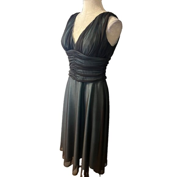 Connected Dress Sheer Brown Blue 12 Flowy A Line Party Wedding Cruise Washable - Picture 3 of 6